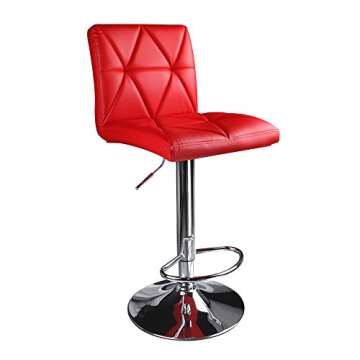 Leader Accessories Modern Swivel Red Bar Stool Diagonal Line, Hydraulic Adjustable Bar Stools,Set of 2