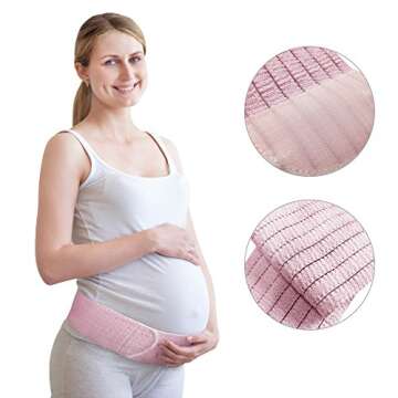 Bracoo Maternity Belt & Post Partum Waist Binder - Adjustable Belly Band for Pregnancy - Relieve Tired Muscles, Support for Prenatal and Postpartum Comfort, MS61, Pink, One Size