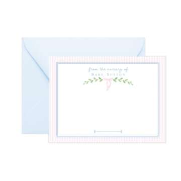 Lemon Grace Co Personalized Floral Themed Baby Shower Thank You Cards - Personalized Card with Envelopes, Gift Notes For Boy Girl Gender Neutral, Blue White Greenery Bow Stationery, BS-3166