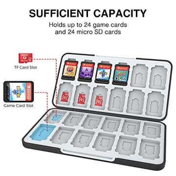 HEIYING Game Card Case for Nintendo Switch & Switch OLED & Lite,Portable Black Memory Storage Holder with 24 Game Card Slots and 24 Micro SD Cards Slots