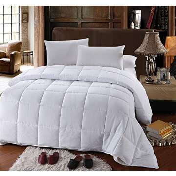 Royal Hotel Bedding White Down Alternative Queen Comforter with Corner Tabs - Hypoallergenic All-Season Plush Hotel Style Comforter, Duvet Insert Oversized Queen 92x98