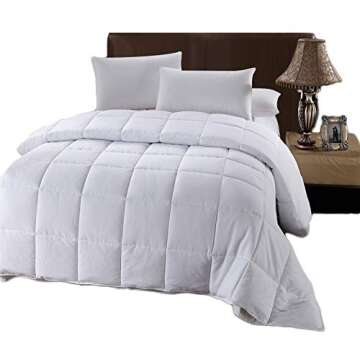 Royal Hotel Bedding White Down Alternative Queen Comforter with Corner Tabs - Hypoallergenic All-Season Plush Hotel Style Comforter, Duvet Insert Oversized Queen 92x98