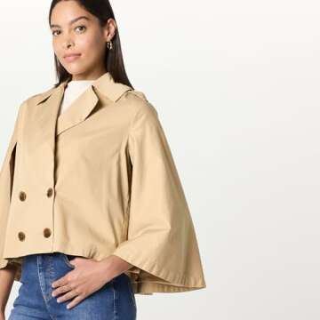 Cropped Trench Coat for Plus Size Women - Hummus 4X