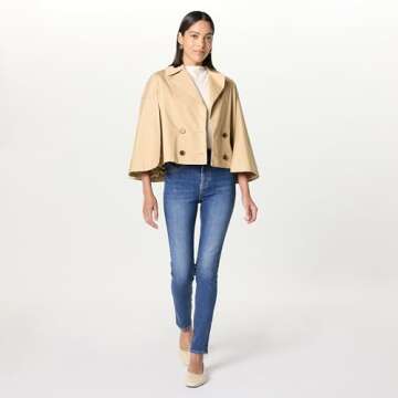 Cropped Trench Coat for Plus Size Women - Hummus 4X