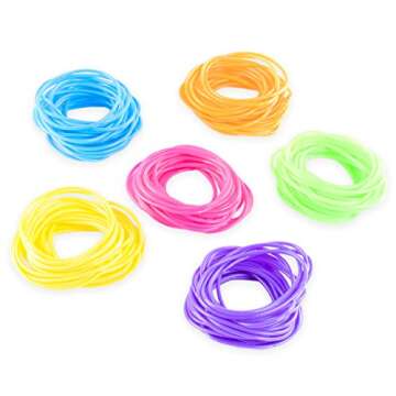 Super Z Outlet 80s Colorful Retro Rock Pop Star Rainbow Diva Disco Jelly Neon Gel Stretchable Bracelets Bands for Theme Events, Colorful Assortment, Assorted Toy Party Favor Prizes (Assorted 144pk)