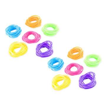 Super Z Outlet 80s Colorful Retro Rock Pop Star Rainbow Diva Disco Jelly Neon Gel Stretchable Bracelets Bands for Theme Events, Colorful Assortment, Assorted Toy Party Favor Prizes (Assorted 144pk)