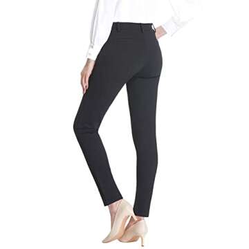 Tapata Women's Skinny Dress Pants 26"/28"/30" Work Pants with Pockets Stretch Slack for Business Casual Petite Short, 28" Charcoal, XL