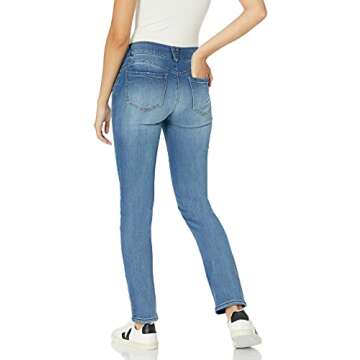 Democracy Women's Petite Ab Solution Straight Leg Jean, Blue, 14P