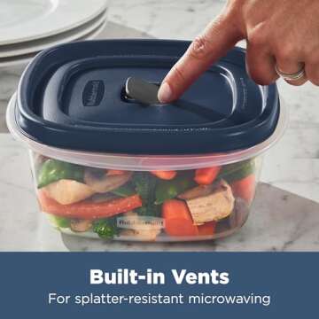 Rubbermaid Easy Find Lids® Food Storage Containers with Vented Lids, 26 Piece Set, Blue