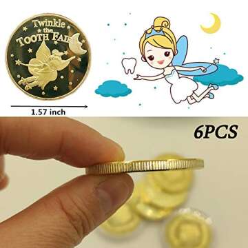 Tooth Fairy Coins Reward Commemorative Coin Collection Experience Gift for Lost Teeth Kids(6pcs)