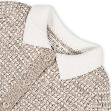 Hope & Henry Layette Baby Organic Tweed Cardigan and Legging Sweater Set