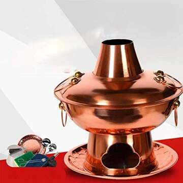 DEWUFAFA Casserole Premium Chinese Traditional Old Beijing Charcoal Copper Hot Pot, Pot Shabu, Camping Home Use Buffet, Cooker Soup Large Cook Cooking for Unusual Gift Ceramic Casserole