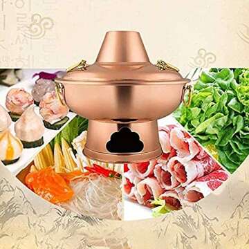 DEWUFAFA Casserole Premium Chinese Traditional Old Beijing Charcoal Copper Hot Pot, Pot Shabu, Camping Home Use Buffet, Cooker Soup Large Cook Cooking for Unusual Gift Ceramic Casserole