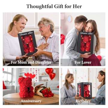 Rose Bear Gift Set with Box & Necklace for Her