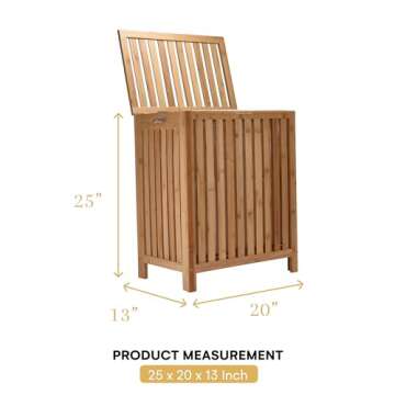 2LB Depot Laundry Hamper - 25x20x13-Inch Waterproof Bamboo Laundry Basket with Lid - Clothes Hamper for Laundry, Versatile Storage for Blankets, Toys, Towels, or Shoes - Suitable for Home Organization