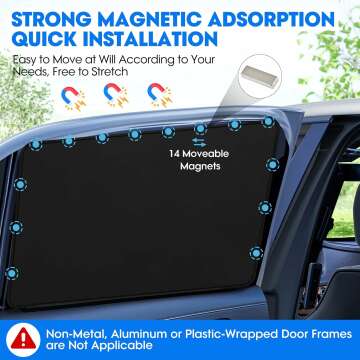 Car Window Shades, Sun Shade for car Window, Blackout Privacy Sunshade, Keeps Cooler Car Window Covers, 1 Rear Seat Divider Curtain & 2 Magnetic Side Window Sun Shade for Camping Travel Nap Sleeping