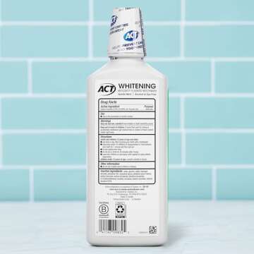 ACT Whitening + Anticavity Fluoride Mouthwash 16.9 fl. oz. With Zero Alcohol, Dye Free, Gentle Mint