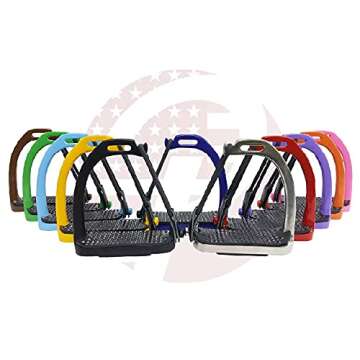 RIDING GEARS 4'',4.25’’,4.50’’,4.75’’,5’’ Inch Rainbow Color Peacock Horse Stirrups Equestrian Safety Iron Fillis Stirrups for Adult/Children