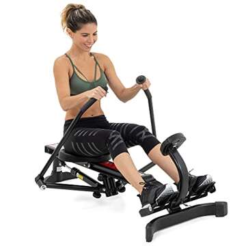 Lanos Hydraulic Rowing Machine | Adjustable Resistance | Rowing Machines for Home Use | LCD Monitor | Compact for Home Workout | Tone Muscle Improve Heart Health