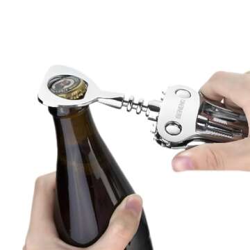 Wine Opener with Stainless Steel Wine Foil Cutter, Zinc Alloy Premium Wing Corkscrew Wine Bottle Opener with Multifunctional Bottles Opener, Upgrade