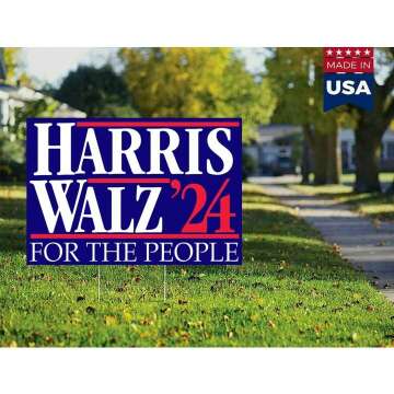 Kamala Harris Tim Walz 2024 Yard Sign for Democracy