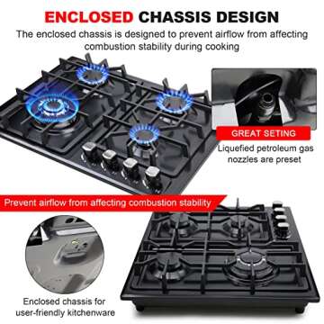 FORIMO 22" Gas Cooktop - 4 Burners with Safety Features