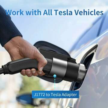 J1772 to Tesla Charger Adapter, Max 80A 280V Fast Charging for Tesla Model 3/Y/X/S, Chargers Connecting Seamlessly to SAE J1772 Charging Stations & Tesla Cars,Plug and Play