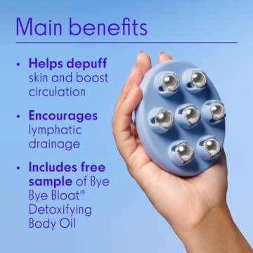 Love Wellness Bye Bye Bloat Lymphatic Massage Roller | Handheld Massager and Body Sculpting Tool | Supports Lymphatic Drainage, Bloating Relief, Skin Hydration & Boost Circulation | 1 Count