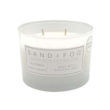 Sand + Fog Scented Candle - California Beach House – Additional Scents and Sizes – 100% Cotton Lead-Free Wick - Luxury Air Freshening Jar Candles - Perfect Home Decor – 12oz