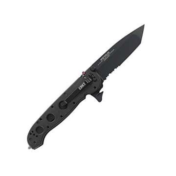 CRKT M16-14ZLEK EDC Folding Pocket Knife: Law Enforcement Everyday Carry, Black Serrated Blade, Tanto, Seatbelt Cutter Automated Liner Safety, Nylon Handle with Window Breaker, 4-Position Pocket Clip