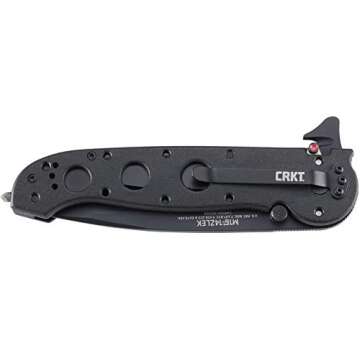 CRKT M16-14ZLEK EDC Folding Pocket Knife: Law Enforcement Everyday Carry, Black Serrated Blade, Tanto, Seatbelt Cutter Automated Liner Safety, Nylon Handle with Window Breaker, 4-Position Pocket Clip