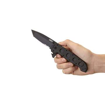 CRKT M16-14ZLEK EDC Folding Pocket Knife: Law Enforcement Everyday Carry, Black Serrated Blade, Tanto, Seatbelt Cutter Automated Liner Safety, Nylon Handle with Window Breaker, 4-Position Pocket Clip