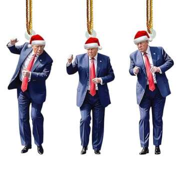 Donald Trump Christmas Ornament Set 2024 - 3 Unique Ornaments for Holiday Cheer