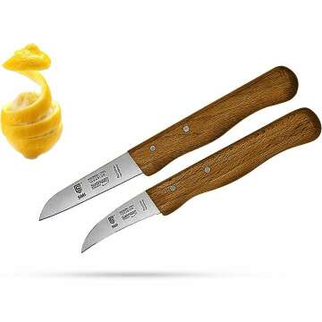 SMI Solingen Bird Beak Knife Germany Paring Knife Set Wooden Handle Peeling Knife for Fruits and Vegetables Knife Straight & Curved Stainless Steel Sharp Blade