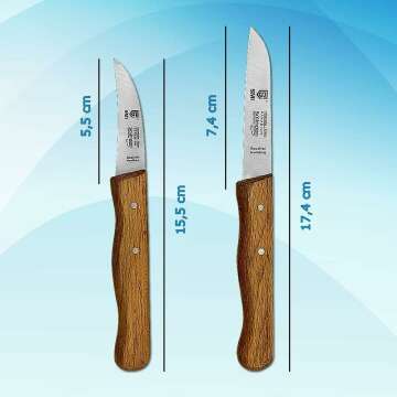 SMI Solingen Bird Beak Knife Germany Paring Knife Set Wooden Handle Peeling Knife for Fruits and Vegetables Knife Straight & Curved Stainless Steel Sharp Blade