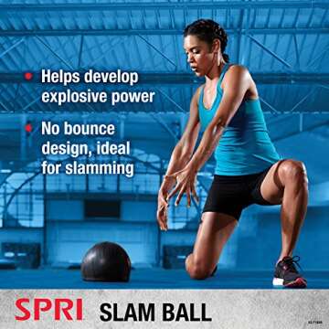 SPRI Dead Weight Slam Ball - Durable Sand-Filled No-Bounce Heavy Duty Ball for Tossing, Slamming, Core Strength Training, Endurance, and General Fitness - Easy to Read Weight Label - 15 lb