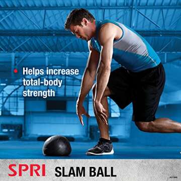 SPRI Dead Weight Slam Ball - Durable Sand-Filled No-Bounce Heavy Duty Ball for Tossing, Slamming, Core Strength Training, Endurance, and General Fitness - Easy to Read Weight Label - 15 lb