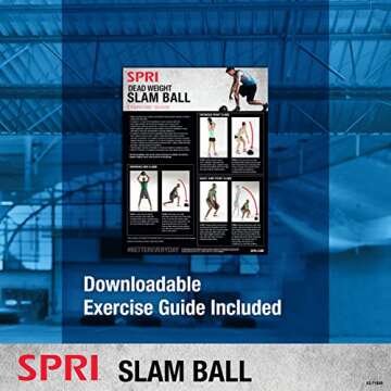 SPRI Dead Weight Slam Ball - Durable Sand-Filled No-Bounce Heavy Duty Ball for Tossing, Slamming, Core Strength Training, Endurance, and General Fitness - Easy to Read Weight Label - 15 lb