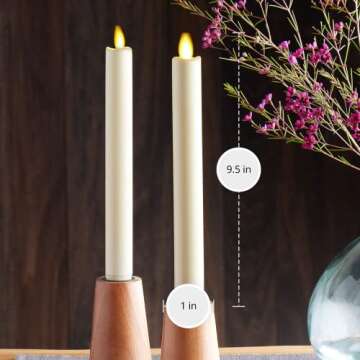 Luminara Flickering Flameless Ivory Taper Candles - Warm LED Light Flame - 2 AA Battery Operated Decor for Dining Room Table Centerpieces, Fireplace Mantel, Dinner Party, Reception - Set of 2 Tapers