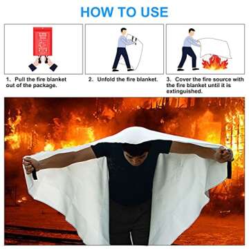 Jeagou Emergency Fire Blanket for Kitchen and Home, 2 Pack 39.37” x 39.37” Fiberglass Fire Safety Blankets for Survival, Suppression Fire Retardant Blanket