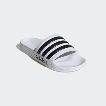 adidas Unisex Shower Slide Sandal, White/Core Black/White, 4 US Men