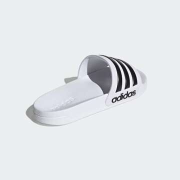 adidas Unisex Shower Slide Sandal, White/Core Black/White, 4 US Men