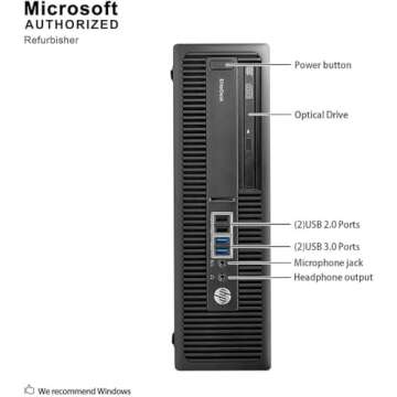 HP ProDesk 600 G2 SFF Desktop Computer PC with 24" FHD Monitor, Core i5-6500 3.2GHz, 16GB RAM, 1TB SSD, DP Cable, RGB Keyboard&Mouse, RGB Speakers, Windows10 Pro (Renewed)