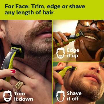Philips Norelco OneBlade 360 Face, Hybrid Electric Beard Trimmer and Shaver with 5-in-1 Face Stubble Comb, Frustration Free Packaging, QP2724/90