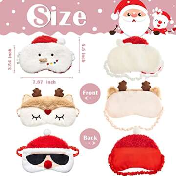 3 Pieces Christmas Eye Masks for Boys and Girls Sleeping Mask for Kids Sleep Mask for Christmas, Santa Snowman Cute Eyemask Gifts for Children Family Christmas Party Present