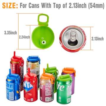 Soda ​Can Covers with 6 Silicone Straws- 4pack ，Can Lids For Soda,BPA-Free Reusable For Fits Standard For Canned Beverage, Beer,Juice,Seltzer (2Green & 2Grey)