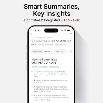 AI Voice Recorder, PLAUD Note Voice Recorder w/Case, App Control, Transcribe & Summarize Empowered by ChatGPT, Support 59 Languages, 64GB Memory, Audio Recorder for Lectures, Meetings, Calls, Black