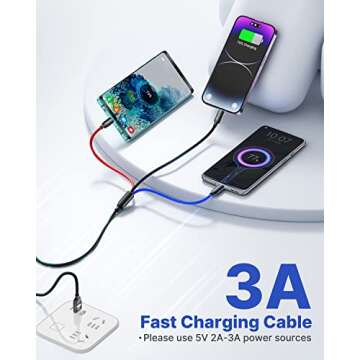 Aioneus 3 in 1 Multi Charging Cable - Fast Charging, Durable & Universal Compatibility