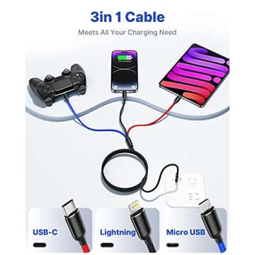 Aioneus Nylon Braided 3 in 1 Charging Cable