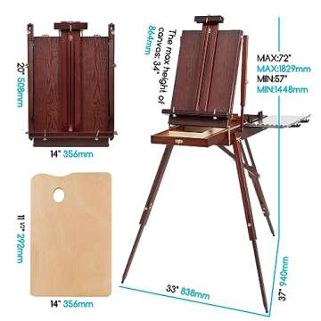 MEEDEN French Easel, Plein Air Easel, Art Easels for Painting Adult, Travel Easel, Easel Stand for Painting, Portable Artist Easel for Outdoor Painting, Sketching, Display